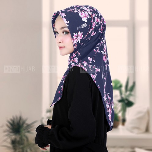 Jilbab Segitiga Instant Motif Terbaru Bunga Sakura Printing Original Hijab Wanita Kekinian 2022 Mura