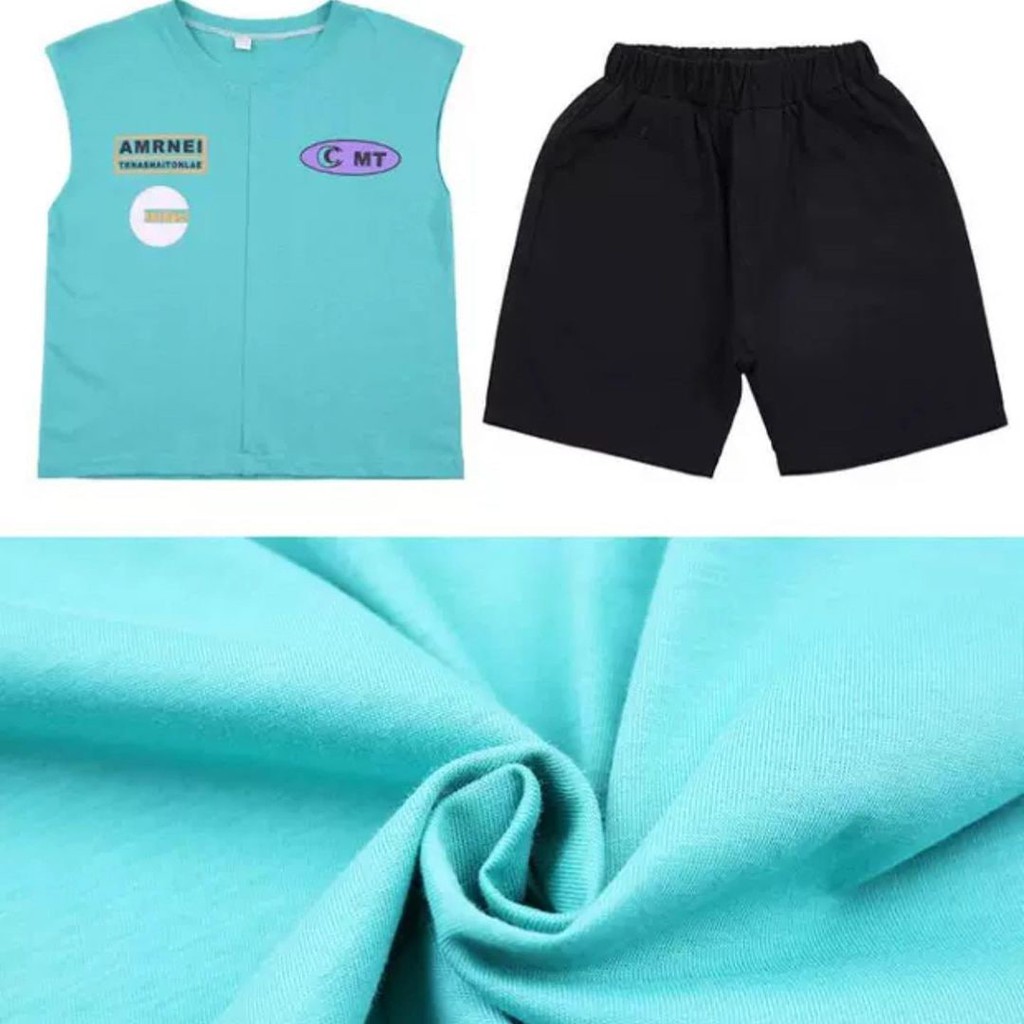 Promo !! Setelan anak cowok import / setelan basic mt green ukuran 2-4tahun
