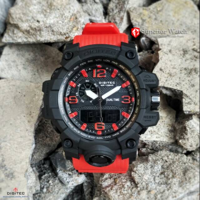 Jam Tangan Pria Big Size Digitec DG 2093 Original Tali Merah Mudmaster Best Seller Jam Tangan Sport