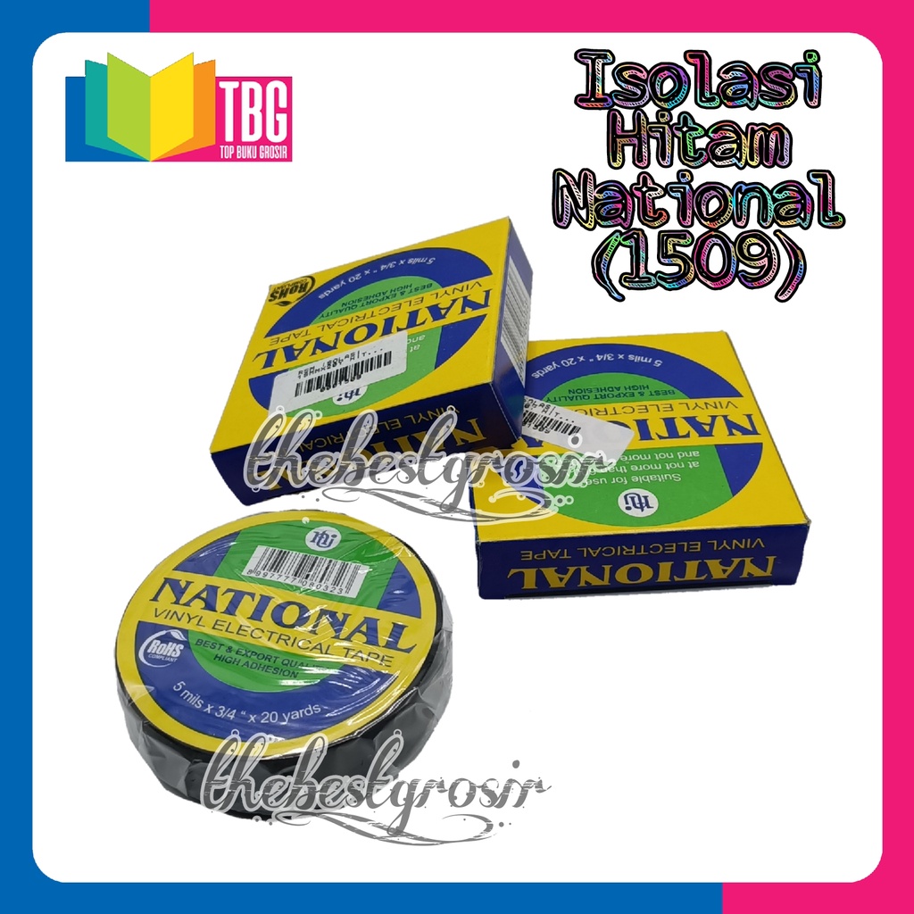 

1 ROLL ISOLASI 19MMX20Y HITAM NATIONAL NACHI / VINYL ELECTRICAL TAPE / ISOLASI KABEL/ ISOLASI LISTRIK (R-1509)
