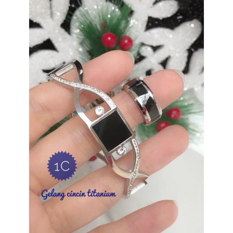 [TITANIUM] SET GELANG CINCIN TITANIUM SILVER 130820