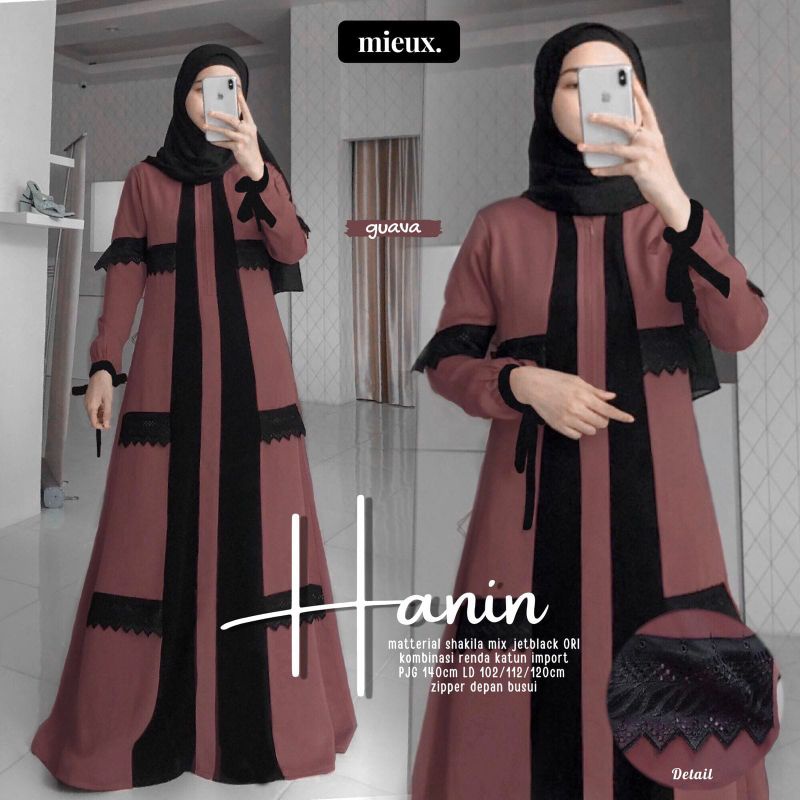 Abaya Hanin by MIEUX Abaya Lebaran Dress Lebaran Jetblack