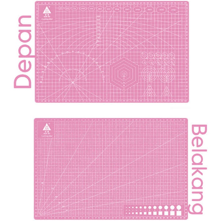 COMBO A3 Hijau / Pink PVC Cutting Mat / Cutting Pad / Alas Potong A3 + PEN CUTTER