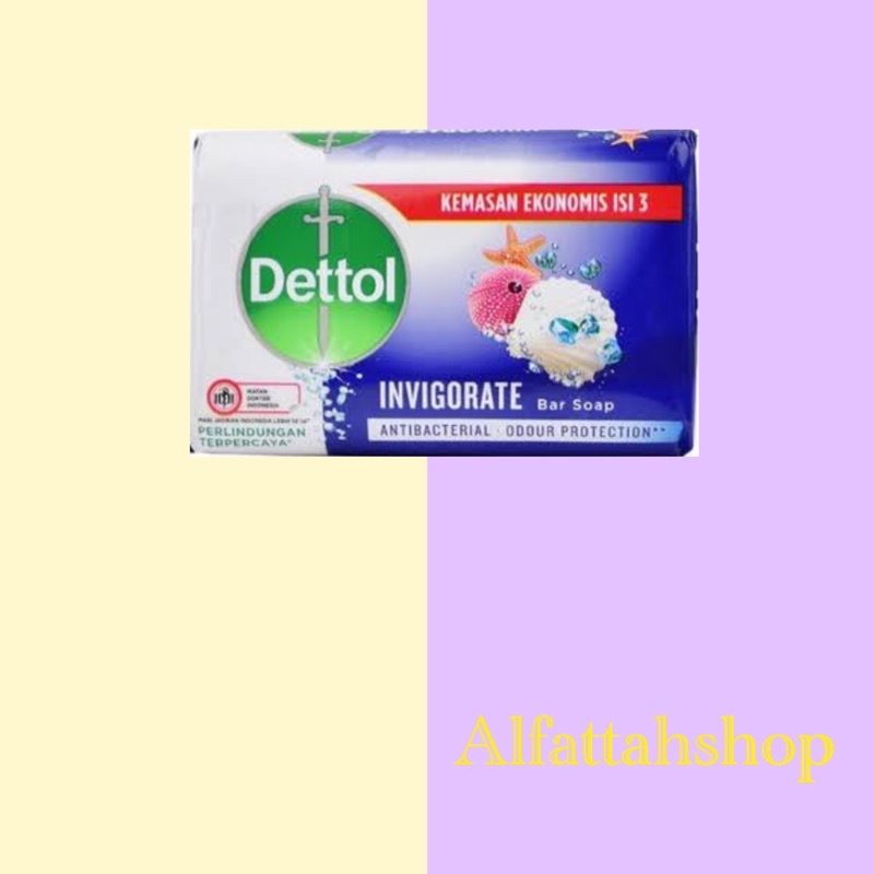 dettol sabun mandi invigorate anti bacterial isi 3 Pcs ( 100Gr/pcs)