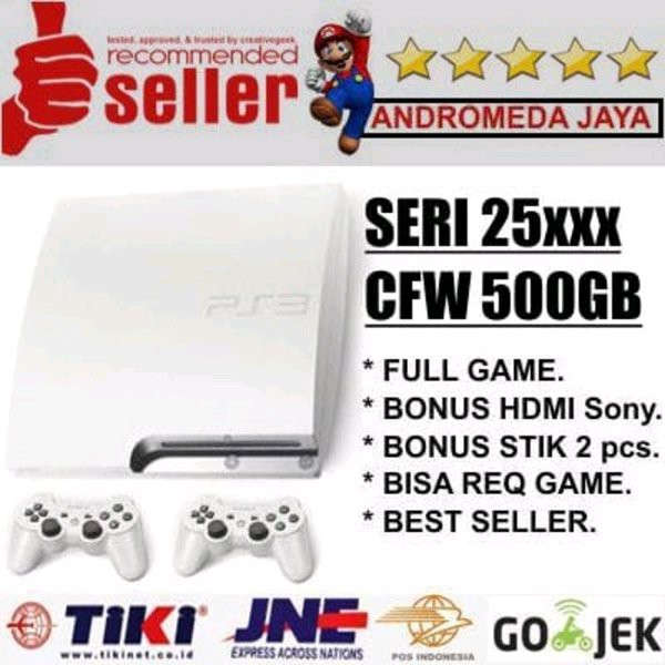 Paling Murah       PS3 PS 3 SONY PLAYSTATION 3 SLIM 500GB CFW SERI 25XX PUTIH