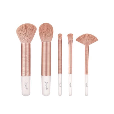 Jacquelle Rose Golden Travel Size Brush Set isi 5