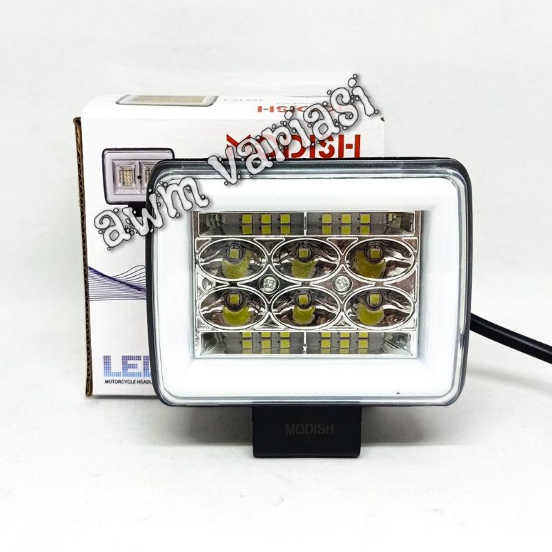 Lampu Tembak LED CWL Daymaker Mini 18 Mata 4 susun Angel Biru Sorot Motor Mobil Angle Kedip