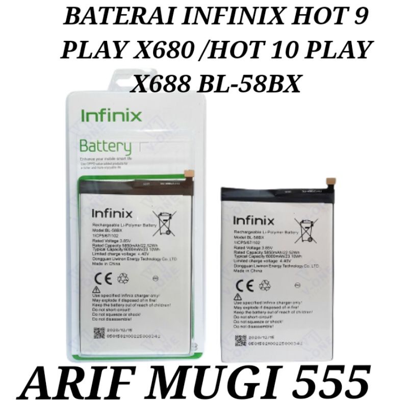 Baterai Battery Batrai Batu Batre infinix hot 9 Play X680/Hot 10 Play X688 BL-58BX Original