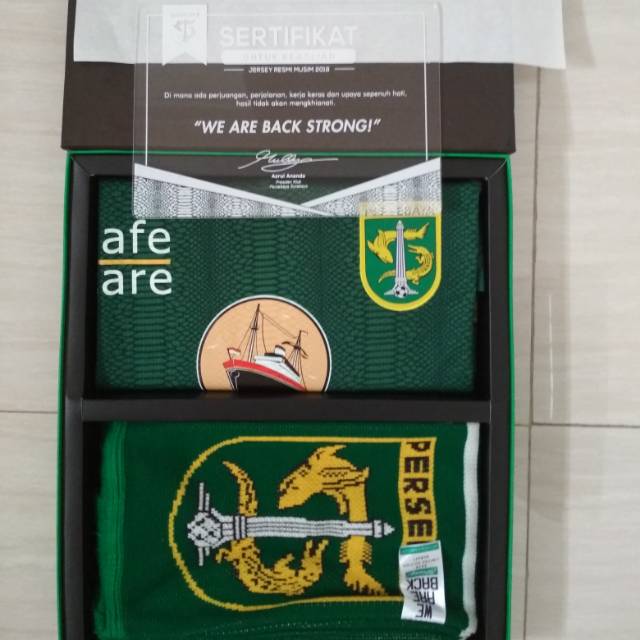 Jersey dan syal Ori Persebaya 2018 Full box set size L