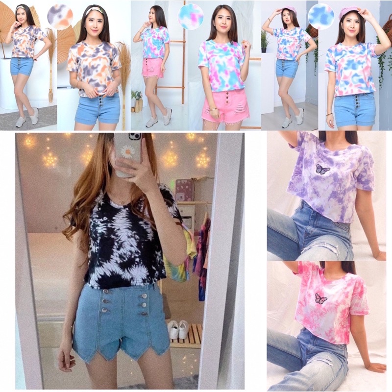 SALE Kaos Crop Tshirt Oversize Printing Tie Dye