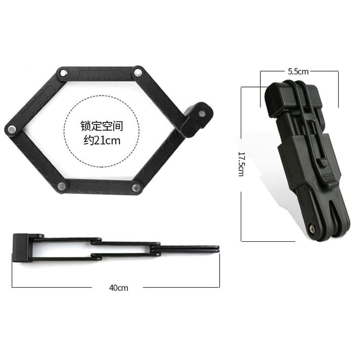 Gembok Sepeda/Motor Model Rantai Lipat dengan Sensor Alarm - TY3853
