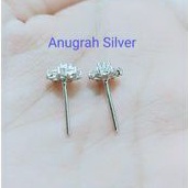 (COD)Giwang tusuk kembang anak/dewasa mata diamond putih perak asli 925/Silver lapisan emas putih murni!!