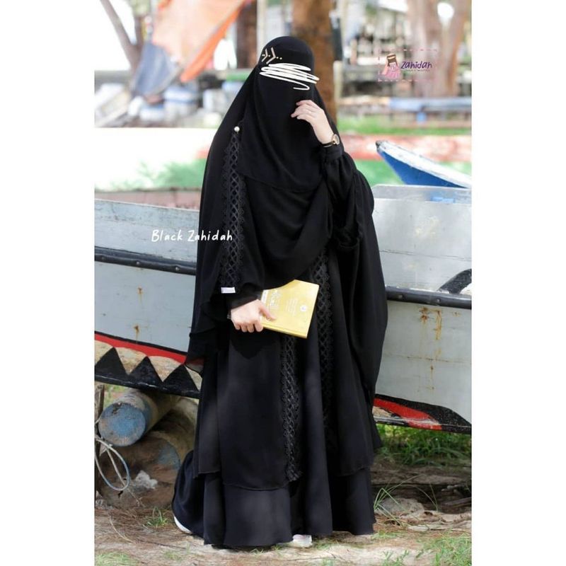 Gamis Set Black by Zahidah original produk