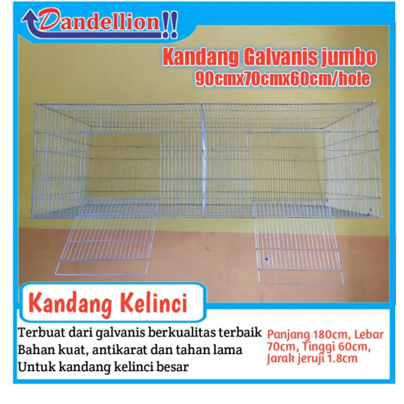 Kandang Hewan peliharaan | Kandang Kelinci Galvanis | Rabbit Cage Jumbo 180.70.60/2 hole