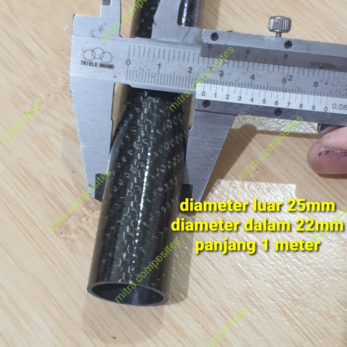 Pipa Serat Carbon Fiber Tube Pole Pipe 25 mm x 22 mm x 1 meter