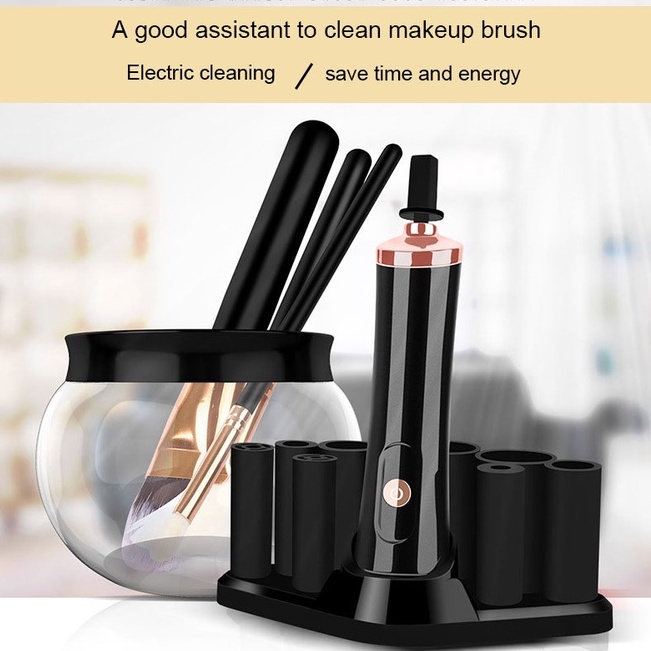 Pembersih Kuas Makeup Plus Mixer Pigment Kutek atau Tinta Tato PROFESIONAL Salon mencegah penularan kuman pada Client, mengeringkan dgn bantuan hairdryer, Makeup Brush Cleaner Type Machine Silicone Fast Washing and Drying Electric Automatic Spinner Tool