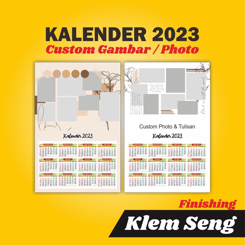 

Cetak foto Kalender 2023 Aestetic Custom Foto [ tanpa minimal order ] Artkarton 260 Gsm Klem Seng