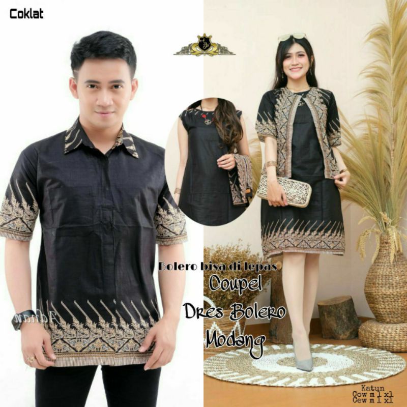 GROSIR BATIK COUPLE CP DRESS BOLERO MELIA