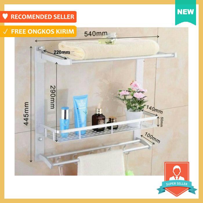 Rak Dinding Rak Handuk Aluminium 3 Susun