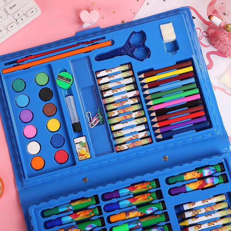 

Model baru - stationery set pensil crayon cat air perlengkapan sekolah menggambar anak isi 86 pensil warna