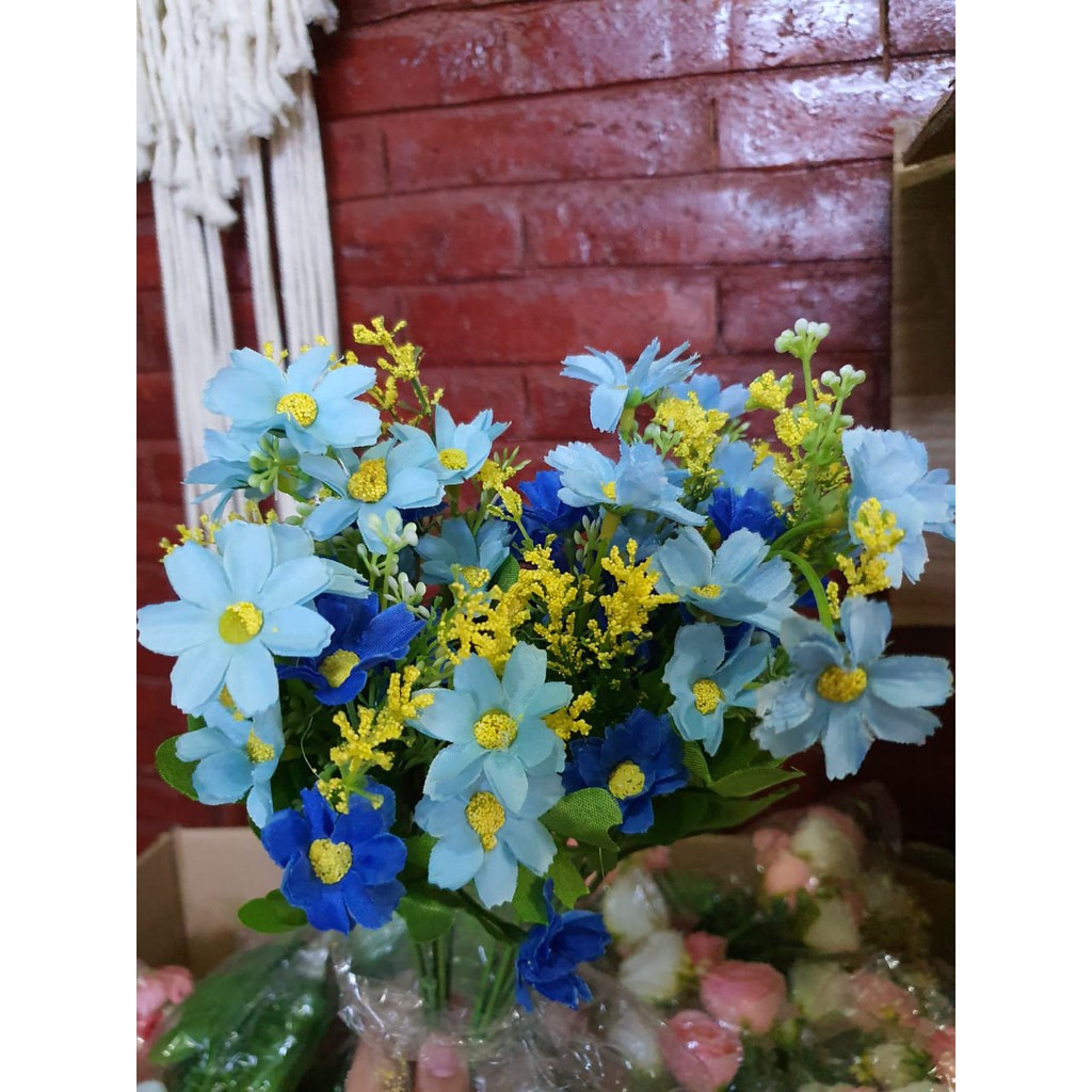 BUNGA CRYSANT / BUNGA KRISAN ARTIFICIAL / BUNGA PLASTIK CRISAN / BUNGA MAWAR-BIRU