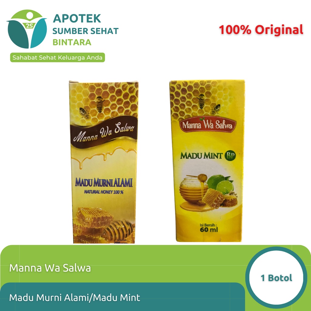 Manna Wa Salwa Madu Murni/Madu Mint 1 Botol