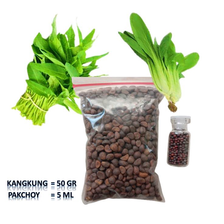 

paket biji kangkung 50 gr dan biji pakchoy 5 ml