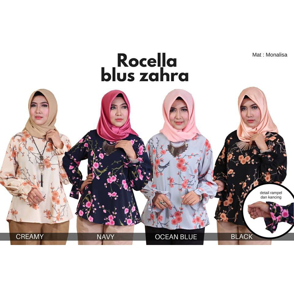 ROCELLA Blus ZAHRA Blus Motif Bunga Blus Wanita Atasan Wanita