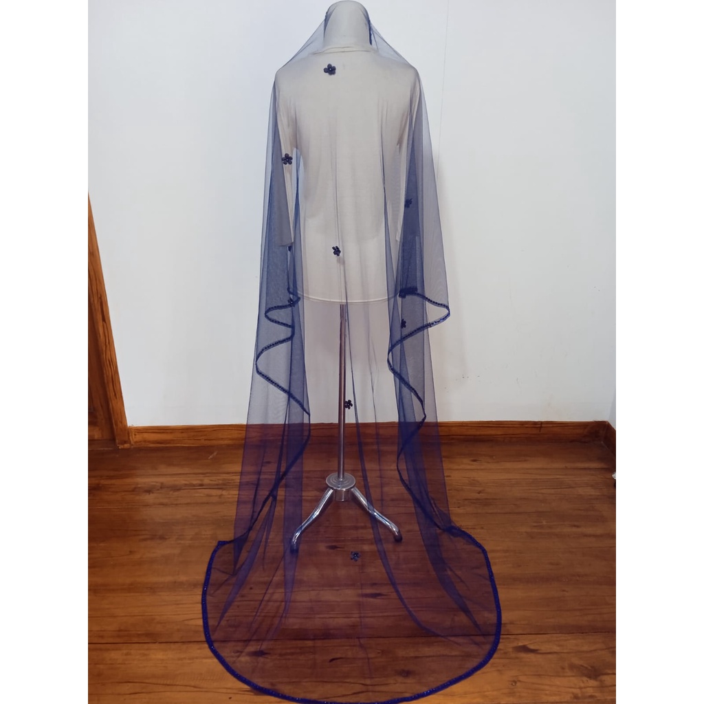 SLayer pengantin NAVY 2M/ hijab Pengantin /Selendang pengantin /Hijab veil original