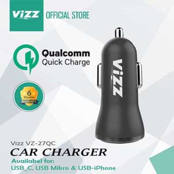 CAR CHARGER MOBIL VIZZ QUALCOMM 3.0 FAST CHARGER VZ-27QC VIZZ