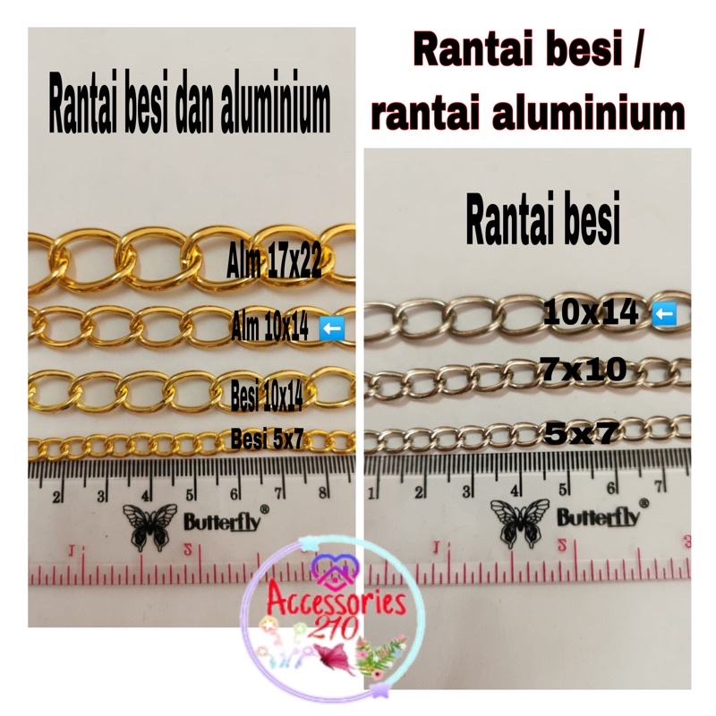 Rantai tas besi / rantai tas aluminium / 10meter