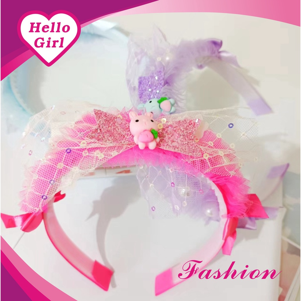 (Hello Girl)B48 Bando Anak Bando Mutiara Kelinci Import