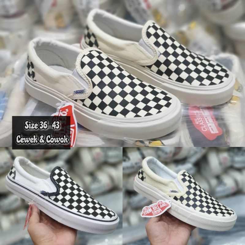 Sepatu Vans Slip On Checboard Wanita &amp; pria. Ukuran 36-43. Grade Ori