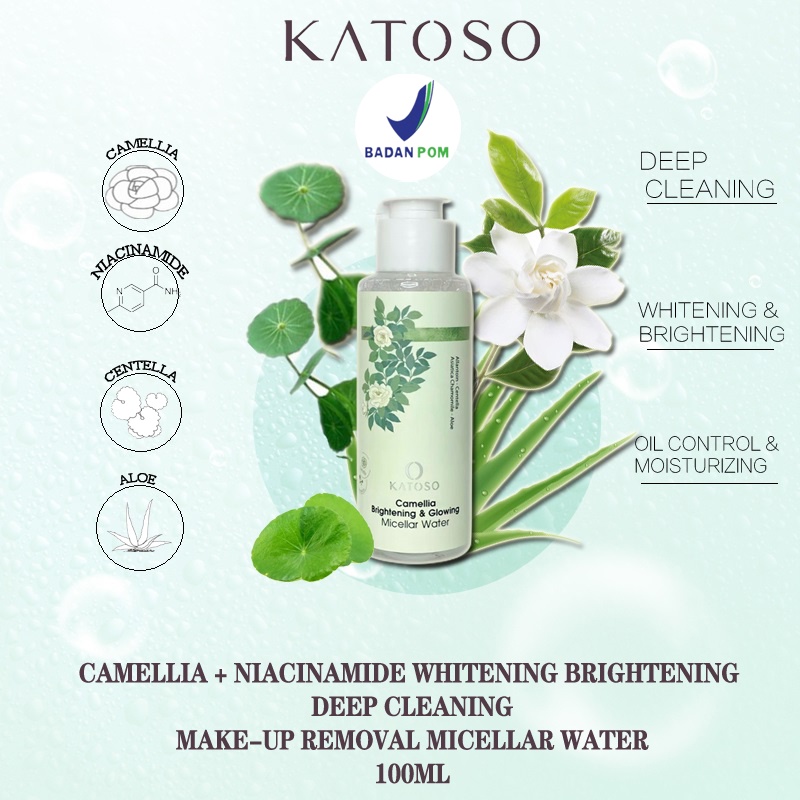 Katoso Camellia Brightening &amp; Glowing Whitening Pembersih Make Up Micellar Water 100ML