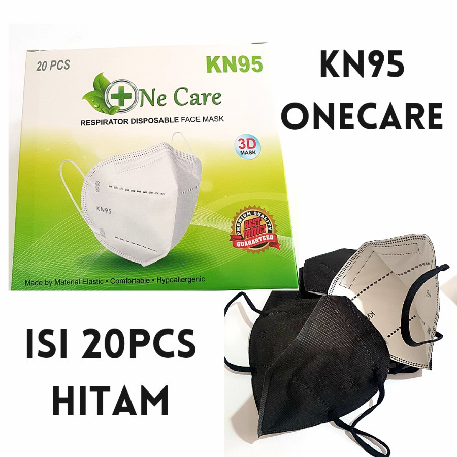 MASKER KN95 EARLOOP ONE CARE HITAM 20PCS / KN95 HITAM 20PCS ONECARE