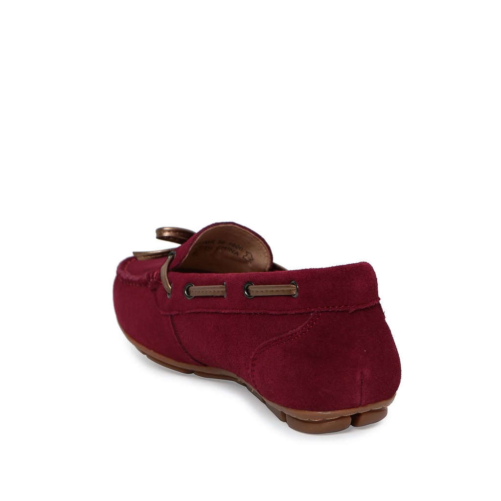 SEPATU FLAT KULIT OBERMAIN WANITA ORIGINAL TERBARU MERAH MAROON OW12