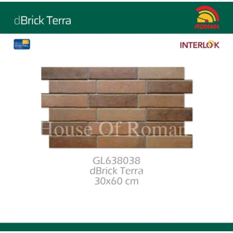 Roman Keramik dBrick Terra Interlock 30x60 / Keramik Pagar Motif Bata / Keramik Dinding Pagar Rumah 