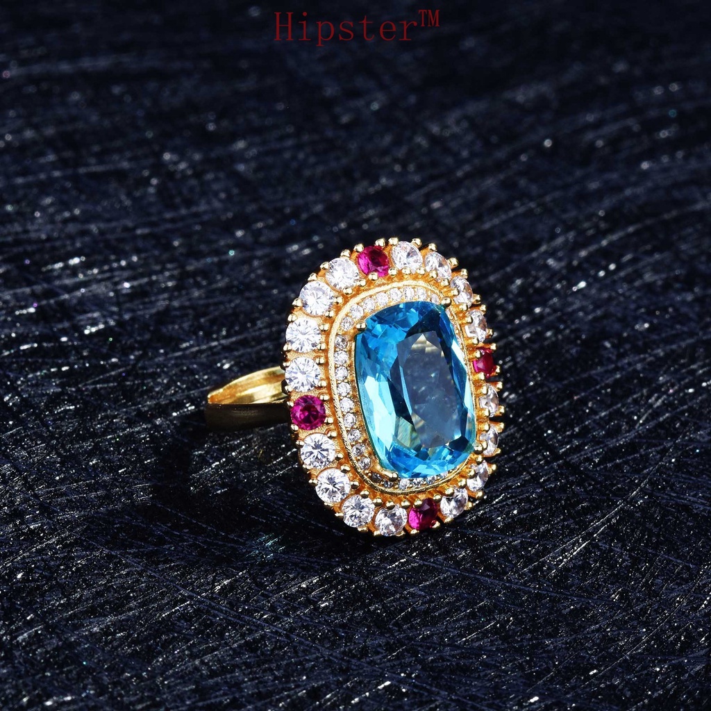 Popular High-End Jewelry Sky Sapphire Pendant Luxury Full Diamond Set