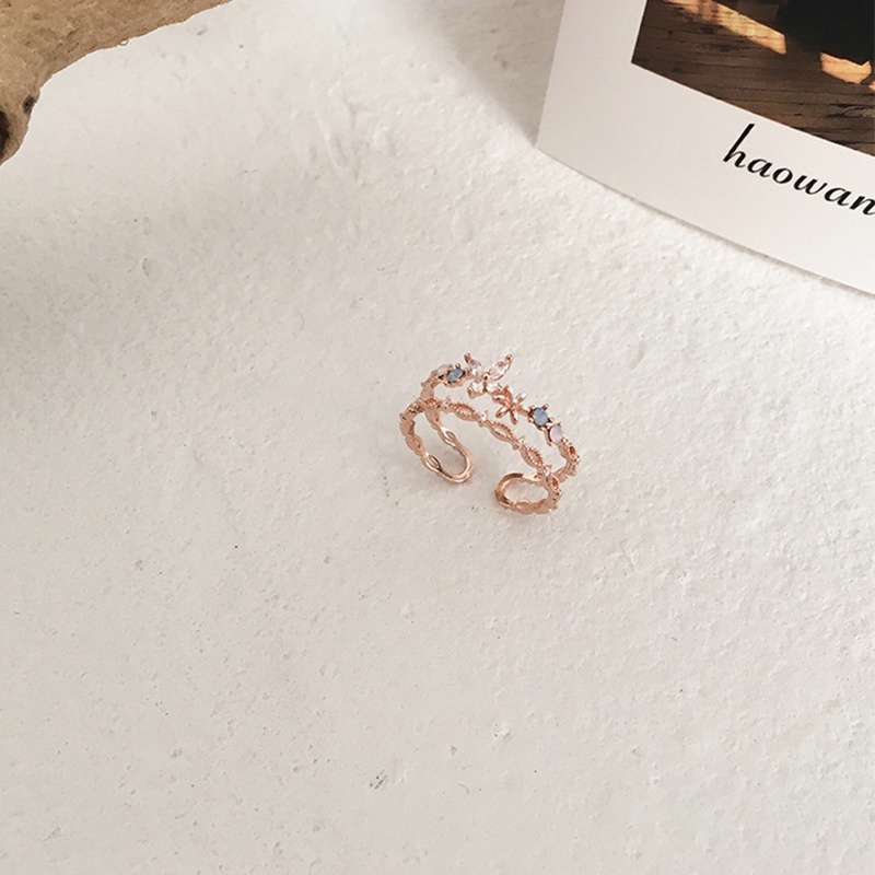 Butterfly Cincin Model Terbuka Desain Kupu-Kupu Hati Bunga Gaya Korea Untuk Wanita