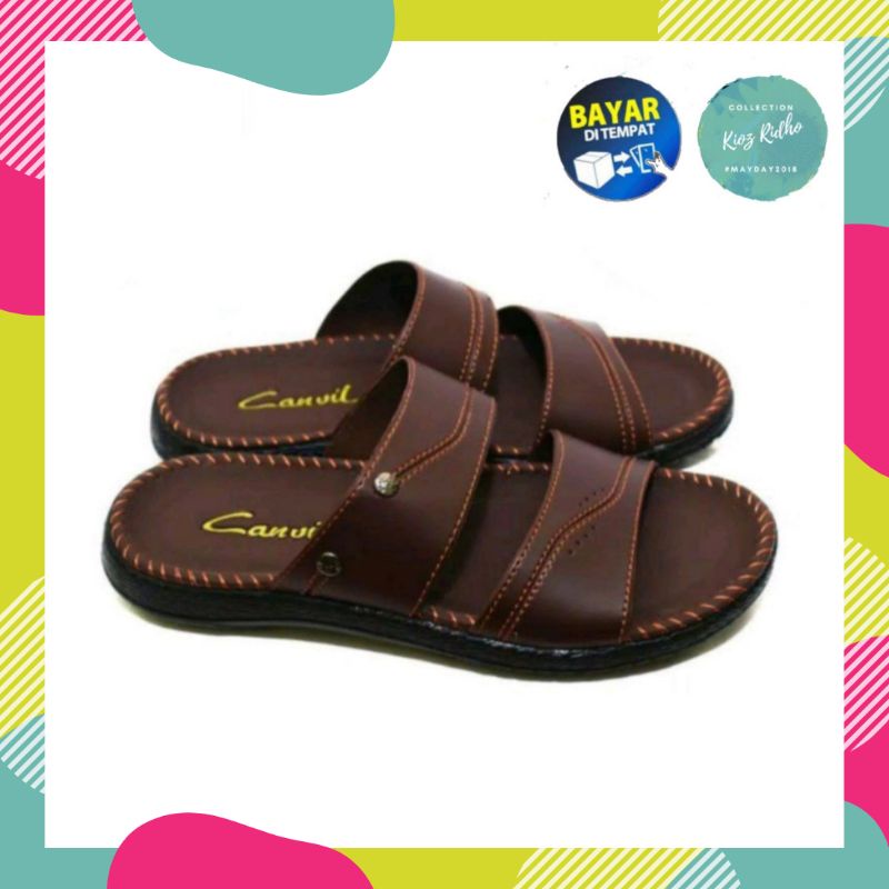 Grosir Sandal Kulit  Sandal Pria  Sandal Slide Sandal Casual Pria Sandal Carvil