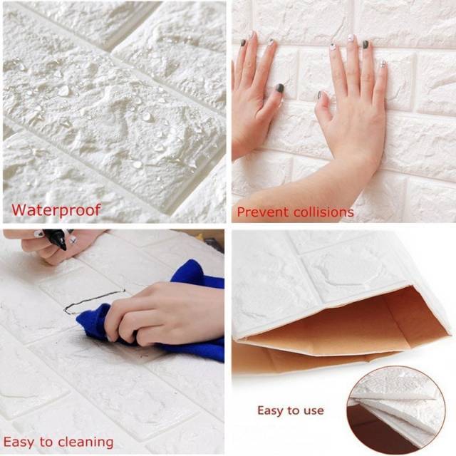 Sale Wallpaper Foam Bata Putih 77 x 70 cm Tebal 6MM