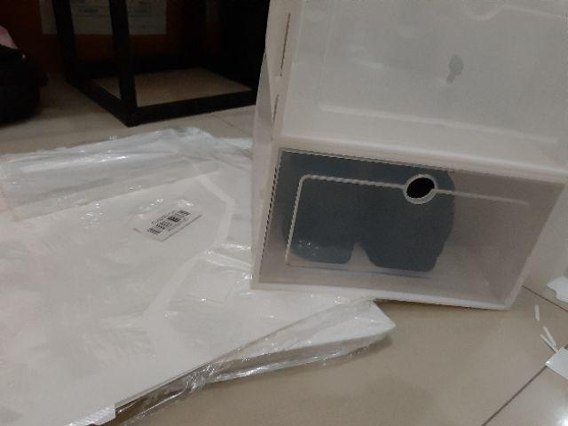 1 Set Isi (3pcs) Kotak Sepatu/sandal Transparan/flip Shoes Box/rak Sepatu