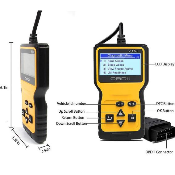 Alat OBD2 Pembaca Kode Diagnostik Mobil Otomotif Car Diagnostic Tool - V310 - Yellow