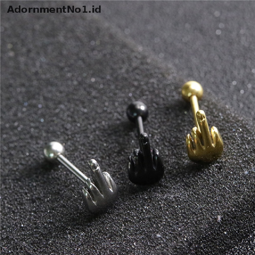 (AdornmentNo1) Cincin Tindik Lidah / Tubuh Bahan Stainless Steel Desain Barbell Gaya Punk Untuk Pria / Wanita