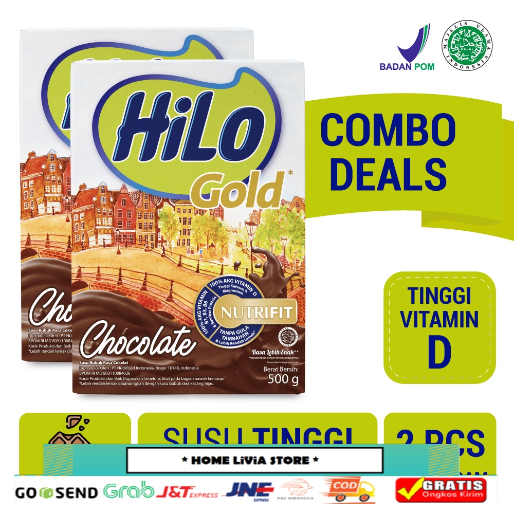 

Twin Pack - HiLo Gold Chocolate 500 gram - Susu Tinggi Kalsium Rendah Lemak