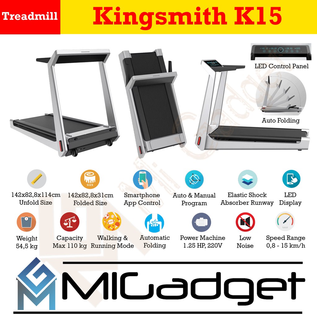 Kingsmith K15 Intelligent Smart Folding Treadmill - Garansi Resmi