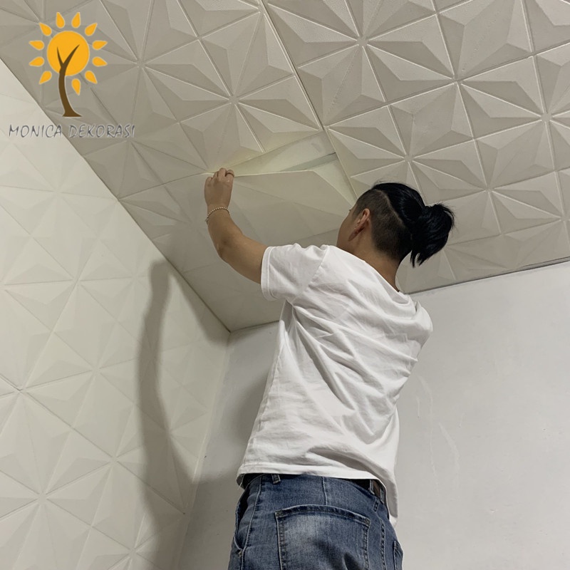  Wallpaper Foam 3D Batik Panel Diamond Triangle Dinding Sticker Dekorasi Dinding Kamar Rumah High Quality-4