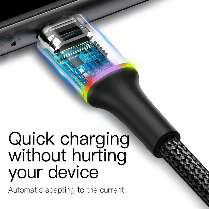 Kabel Data LED Baseus Halo Fast Charging Type-C 1M