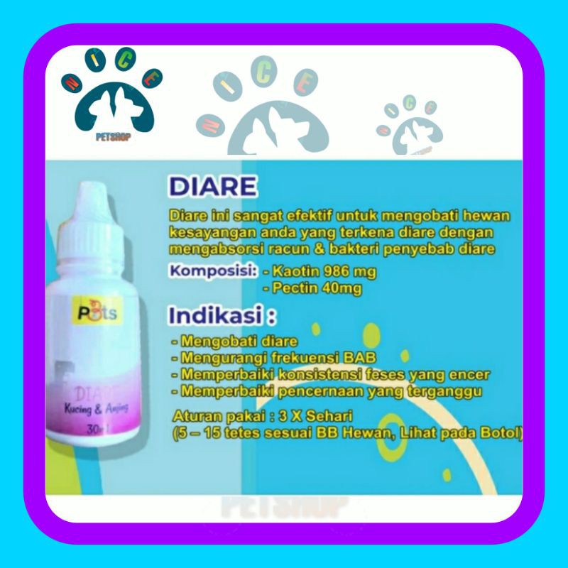 pets 30 ml Obat Diare Kucing Dan Anjing ( Obat saluran Pencernaan) Obat hewan 30 ml