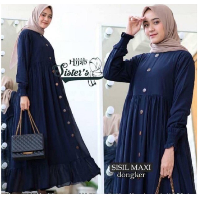 lemon skin alesha dress  gamis ALESHA  sISIL MAXY size Jumbo bahan Fiber Lemon Tebal melar adem